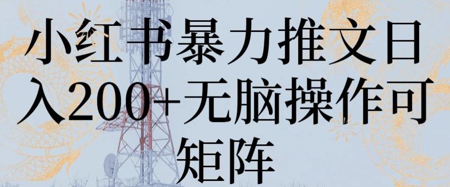 小红书暴力推文日入200+无脑操作可矩阵【揭秘】-翻身站