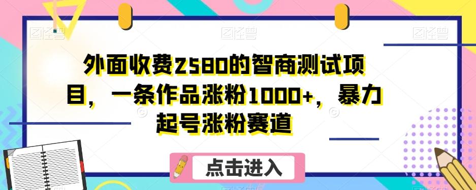 外面收费2580的智商测试项目，一条作品涨粉1000+，暴力起号涨粉赛道【揭秘】-翻身站