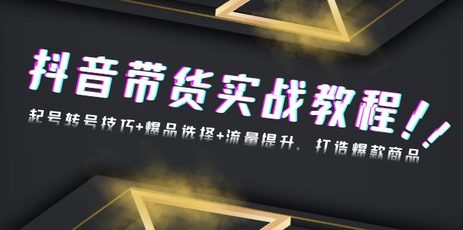 抖音带货实战教程：起号转号技巧+爆品选择+流量提升，打造爆款商品-翻身站
