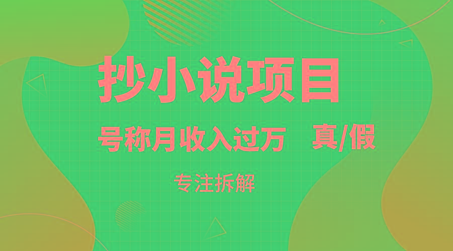 抄小说项目，号称月入过万，到底是否真实，能不能做，详细拆解-翻身站