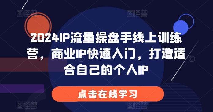 2024IP流量操盘手线上训练营，商业IP快速入门，打造适合自己的个人IP-翻身站