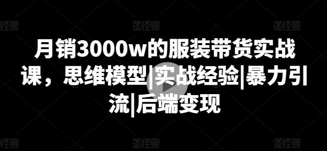月销3000w的服装带货实战课，思维模型|实战经验|暴力引流|后端变现-翻身站