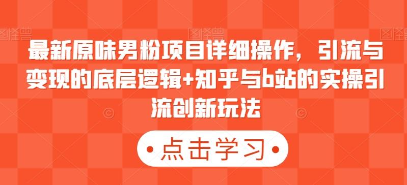 最新原味男粉项目详细操作，引流与变现的底层逻辑+知乎与b站的实操引流创新玩法-翻身站