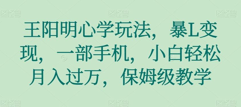 王阳明心学玩法，暴L变现，一部手机，小白轻松月入过万，保姆级教学【揭秘】-翻身站