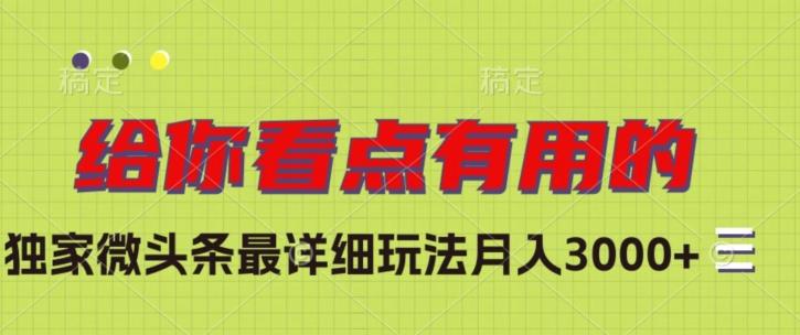 独家微头条最详细玩法，月入3000+【揭秘】-翻身站