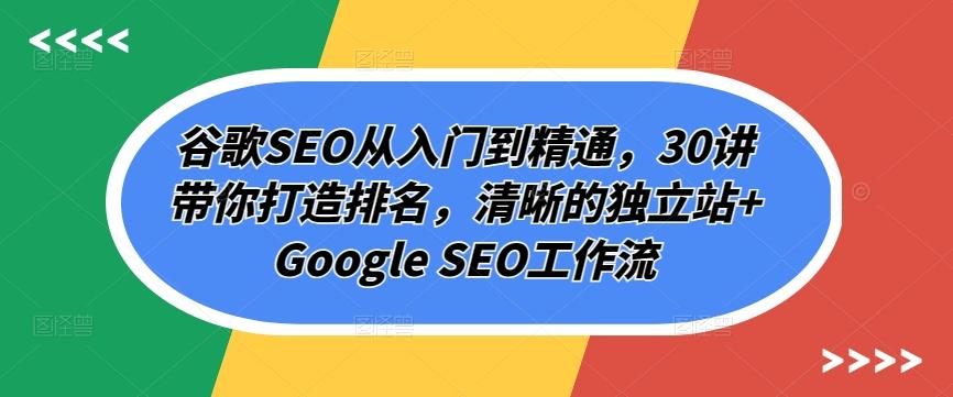 谷歌SEO从入门到精通，30讲带你打造排名，清晰的独立站+Google SEO工作流-翻身站