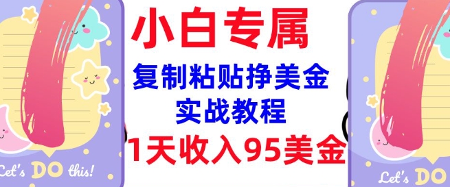复制粘贴挣美金，0门槛，1天收入95美刀，3分钟学会，内部教程(首次公开)-翻身站