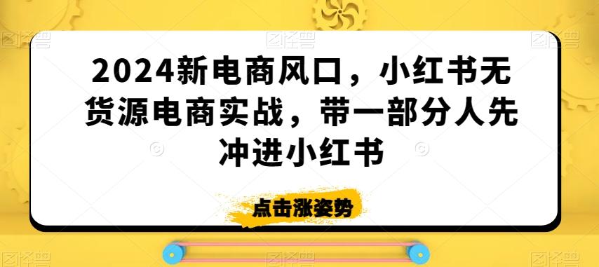 2024新电商风口，小红书无货源电商实战，带一部分人先冲进小红书-翻身站