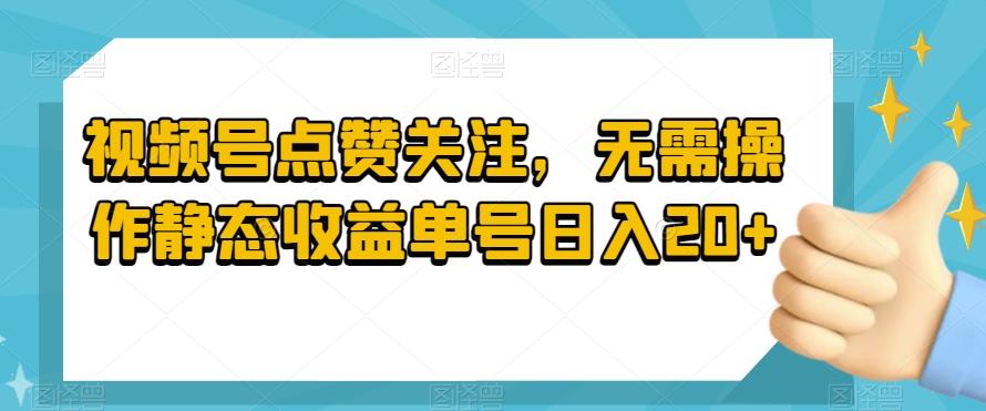 视频号点赞关注，无需操作静态收益单号日入20+-翻身站