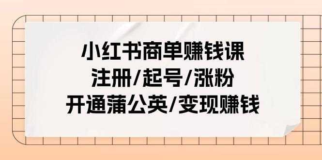 小红书商单赚钱课：注册/起号/涨粉/开通蒲公英/变现赚钱(25节课)-翻身站