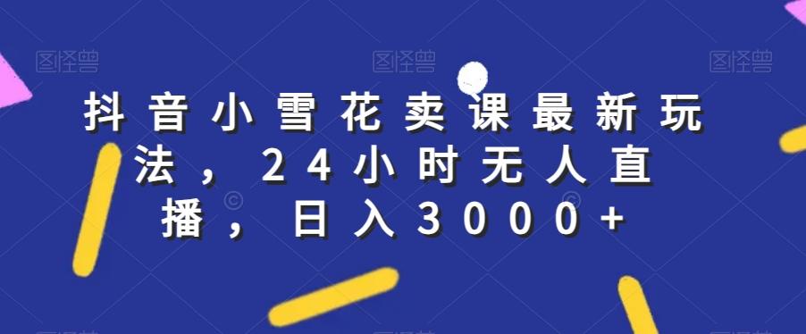 抖音小雪花卖课最新玩法，24小时无人直播，日入3000+【揭秘】-翻身站