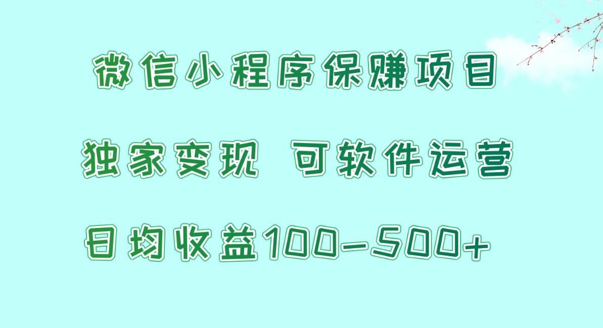 微信小程序保赚项目，日均收益100~500+，独家变现，可软件运营-翻身站
