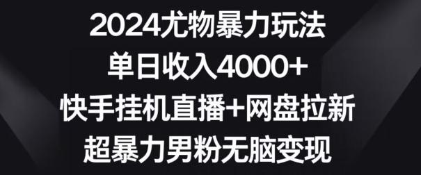 2024尤物暴力玩法，单日收入4000+，快手挂机直播+网盘拉新，超暴力男粉无脑变现【揭秘】-翻身站
