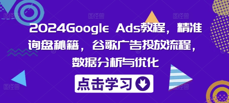 2024Google Ads教程，精准询盘秘籍，谷歌广告投放流程，数据分析与优化-翻身站