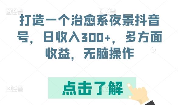 打造一个治愈系夜景抖音号，日收入300+，多方面收益，无脑操作【揭秘】-翻身站