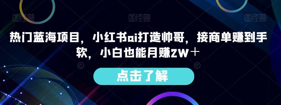 热门蓝海项目，小红书ai打造帅哥，接商单赚到手软，小白也能月赚2W＋-翻身站