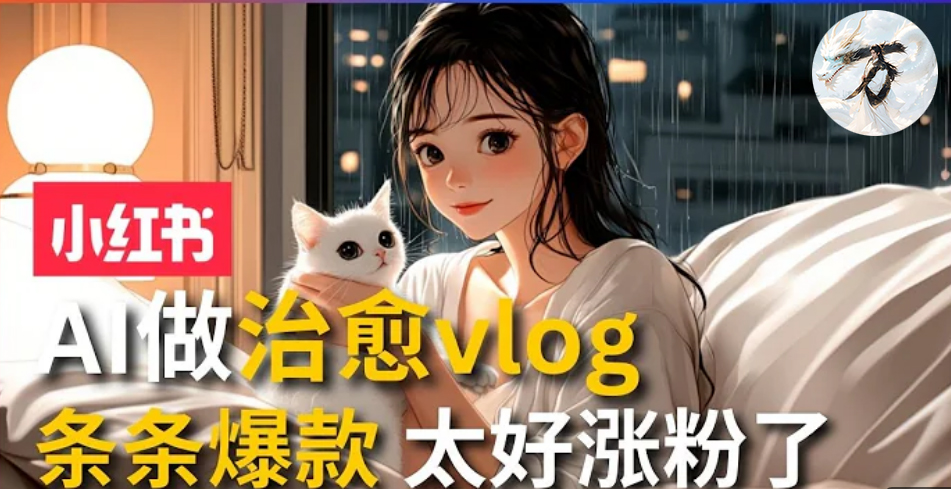 AI治愈系vlog动画视频，小红书1个月轻松涨粉破万，商单报价1500+日入2000+-翻身站