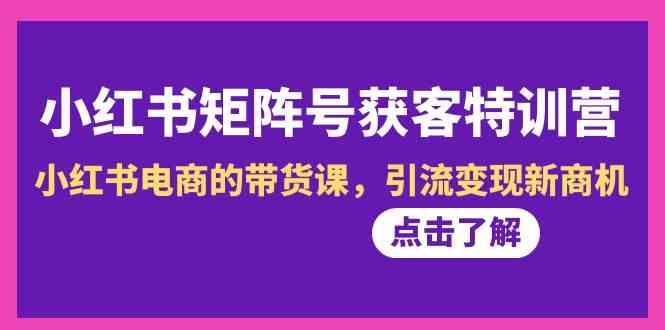 小红书矩阵号获客特训营-第10期，小红书电商的带货课，引流变现新商机-翻身站