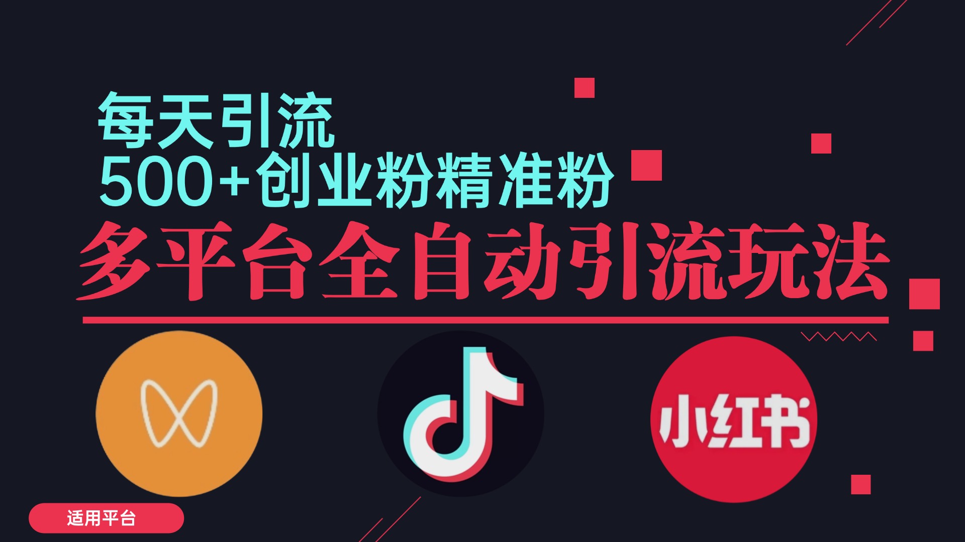 小红书抖音视频号截流自热全平台引流打法，全自动引流【日引2000+精准…-翻身站