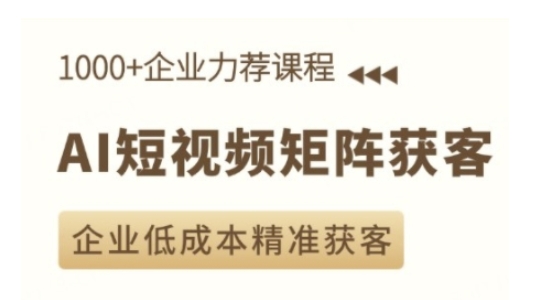 AI短视频矩阵获客实操课，企业低成本精准获客-翻身站