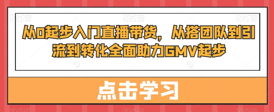 从0起步入门直播带货，​从搭团队到引流到转化全面助力GMV起步-翻身站