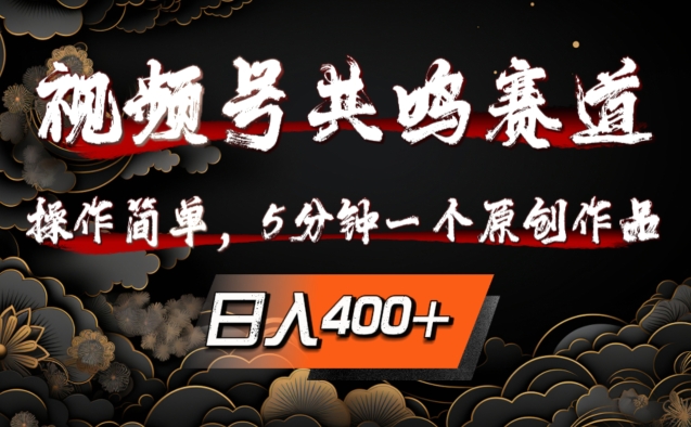 视频号共鸣赛道，操作简单，5分钟1个原创作品，日入几张【揭秘】-翻身站