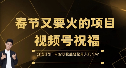 春节又要火的项目视频号祝福，分成计划+带货双收益，轻松月入几个W【揭秘】-翻身站