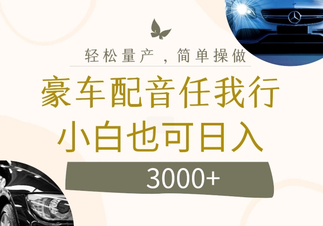 不为人知的暴力小项目，豪车配音，日入几张【揭秘】-翻身站