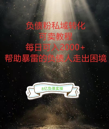 负债粉掘金计划，帮助负债者解决问题，债务规划，债务重组，最好的变现方式【揭秘】-翻身站
