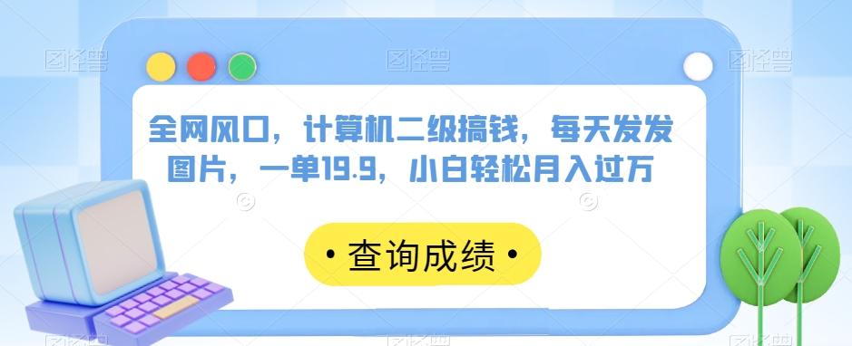 全网风口，计算机二级搞钱，每天发发图片，一单19.9，小白轻松月入过万【揭秘】-翻身站