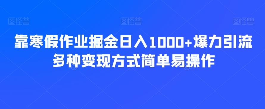 靠寒假作业掘金日入1000+爆力引流多种变现方式简单易操作-翻身站