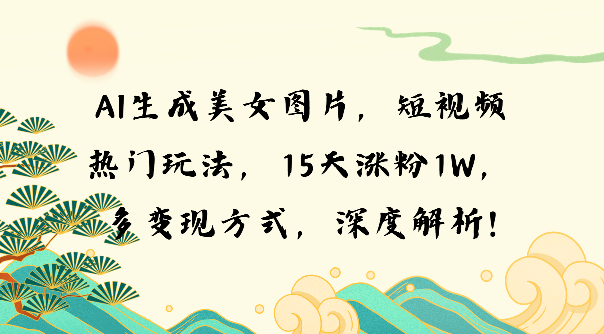 AI生成美女图片，短视频热门玩法，15天涨粉1W，多变现方式，深度解析!-翻身站