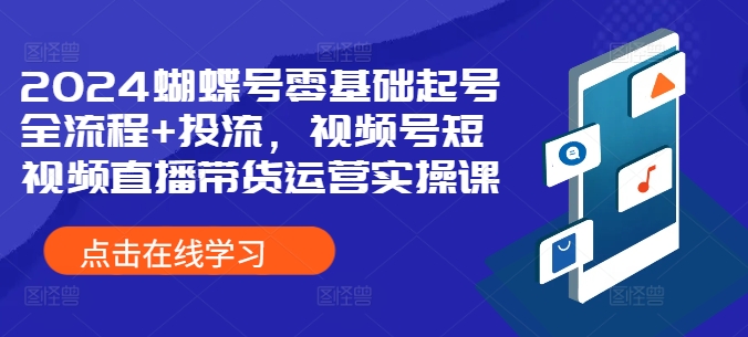 2024蝴蝶号零基础起号全流程+投流，视频号短视频直播带货运营实操课-翻身站