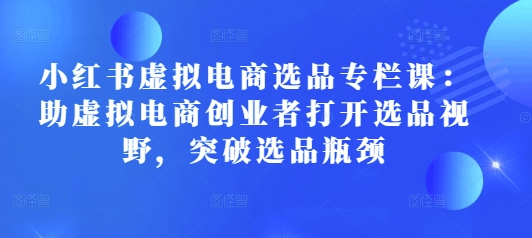 小红书虚拟电商选品专栏课：助虚拟电商创业者打开选品视野，突破选品瓶颈-翻身站