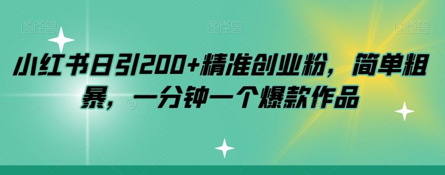 小红书日引200+精准创业粉，简单粗暴，一分钟一个爆款作品【揭秘】-翻身站