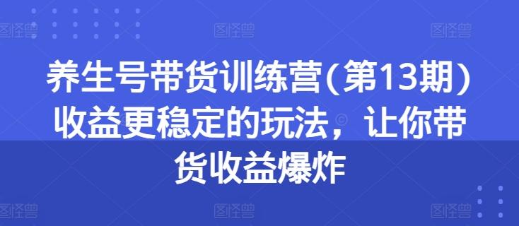 养生号带货训练营(第13期)收益更稳定的玩法，让你带货收益爆炸-翻身站