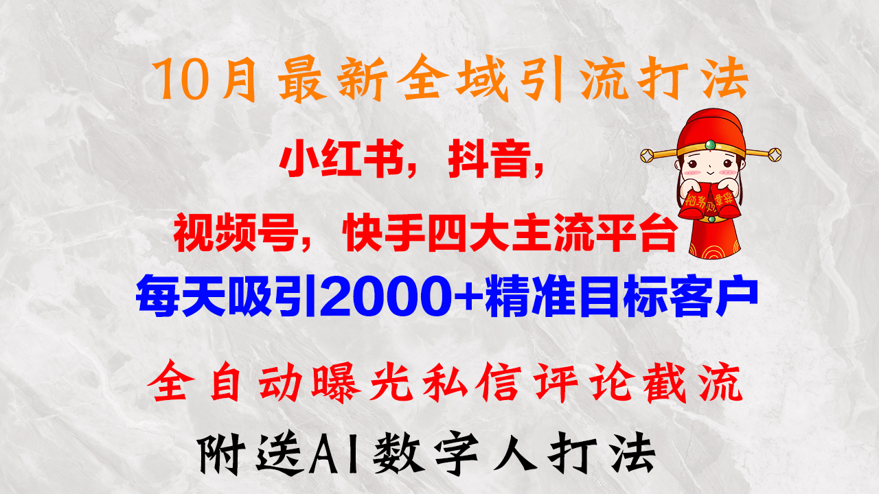 10月最新小红书，抖音，视频号，快手四大平台全域引流，，每天吸引2000…-翻身站