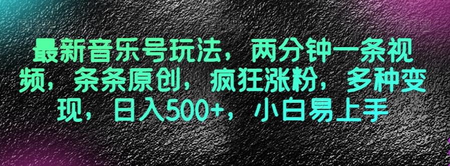 最新音乐号玩法，两分钟一条视频，条条原创，疯狂涨粉，多种变现，日入500+，小白易上手【揭秘】-翻身站