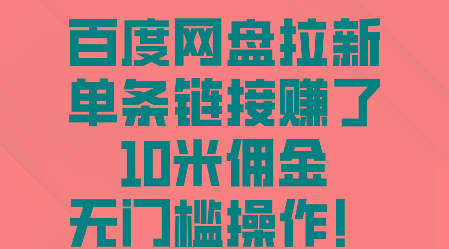 百度网盘拉新，单条链接赚了10米佣金，无门槛操作！-翻身站
