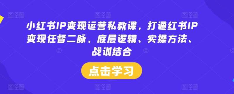 小红书IP变现运营私教课，打通红书IP变现任督二脉，底层逻辑、实操方法、战训结合-翻身站