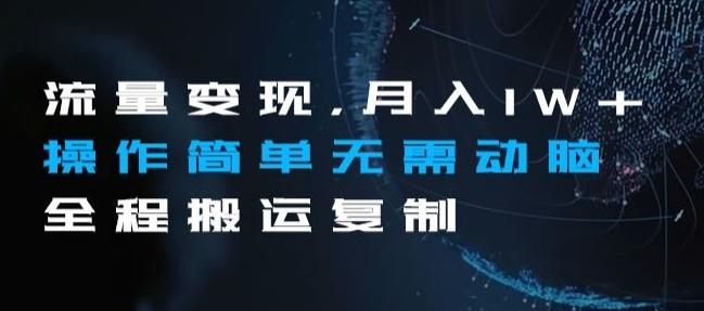 流量变现，月入1W+操作简单无需动脑全程搬运复制【揭秘】-翻身站