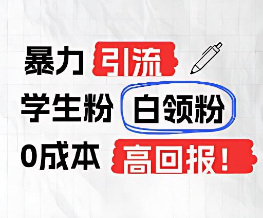 暴力引流学生粉白领粉，吊打以往垃圾玩法，0成本，高回报-翻身站