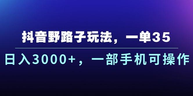 抖音野路子玩法，一单35.日入3000+，一部手机可操作-翻身站