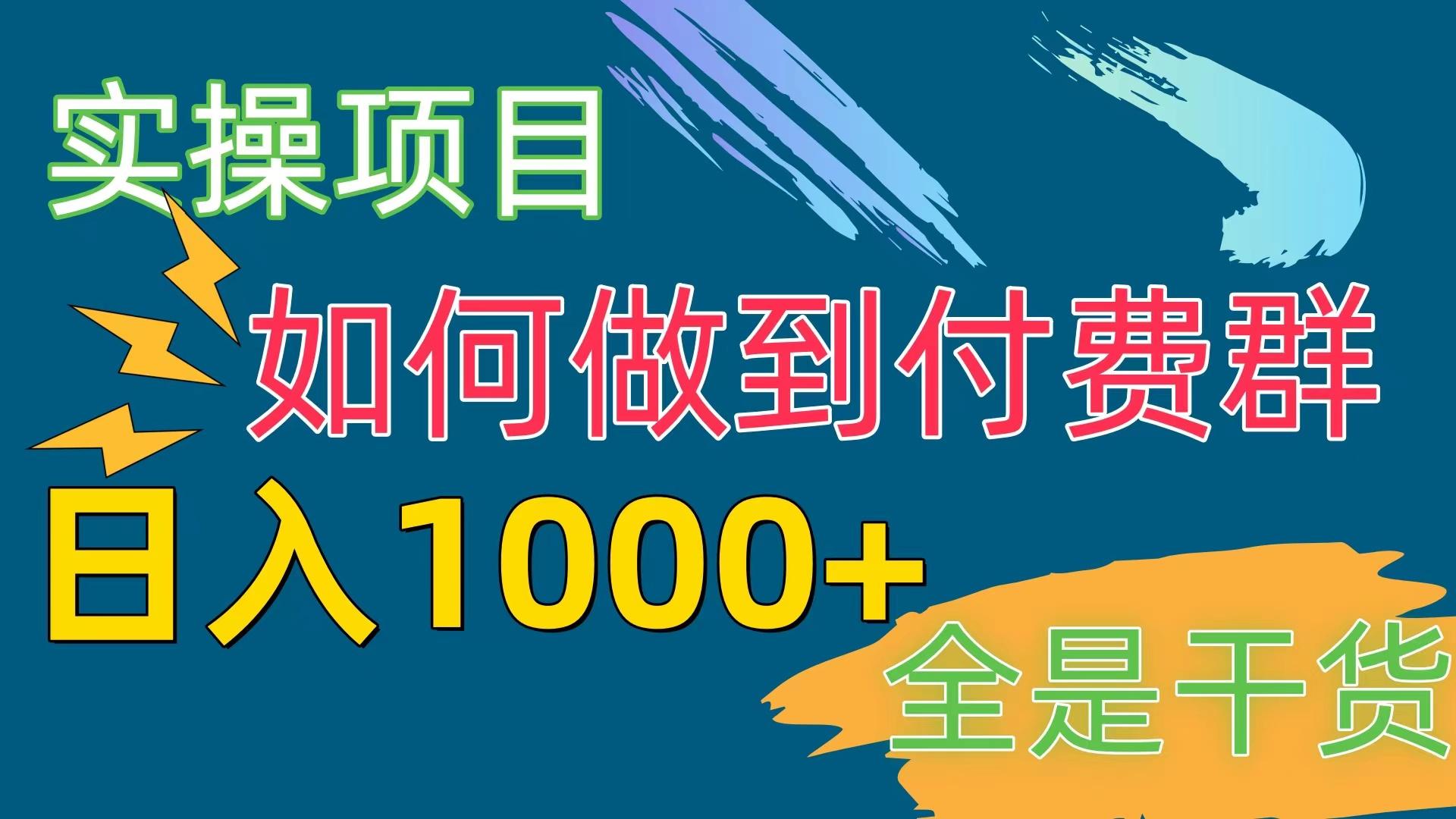 [实操项目]付费群赛道，日入1000+-翻身站
