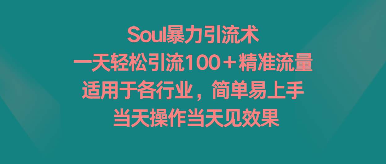 Soul暴力引流术，一天轻松引流100＋精准流量，适用于各行业，简单易上手！-翻身站