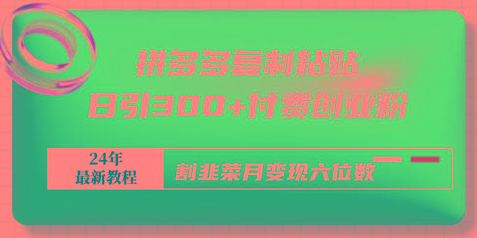 拼多多复制粘贴日引300+付费创业粉，割韭菜月变现六位数最新教程！-翻身站