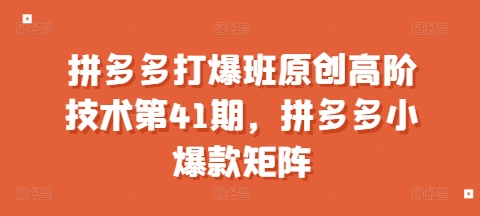 拼多多打爆班原创高阶技术第41期，拼多多小爆款矩阵-翻身站