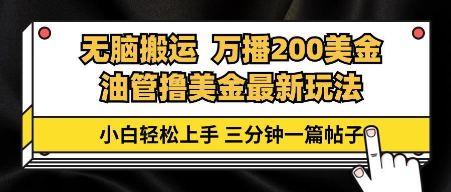 油管无脑搬运撸美金玩法教学，万播200刀，三分钟一篇帖子，小白轻松上手-翻身站