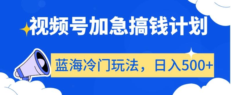 视频号加急搞钱计划，蓝海冷门玩法，日入500+【揭秘】-翻身站