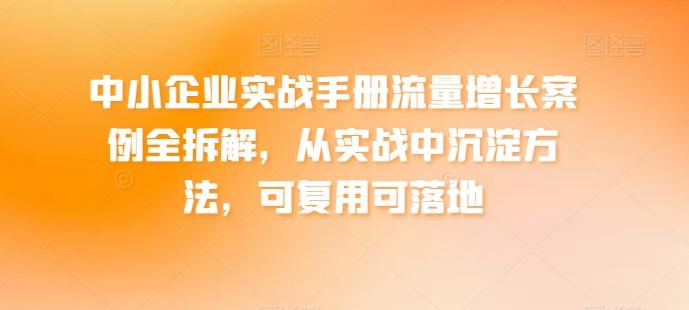 中小企业实战手册流量增长案例全拆解，从实战中沉淀方法，可复用可落地-翻身站